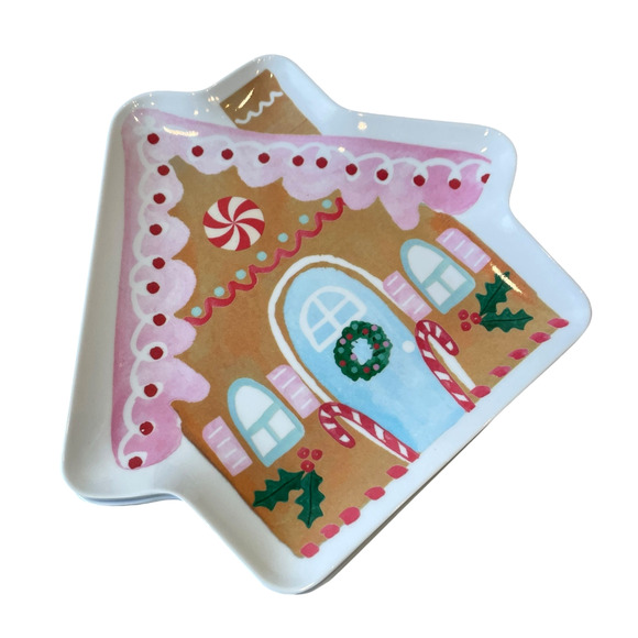 Cupcakes and Cashmere Pastel Gingerbread Shape Melamine Snack Plate Set of 4 - Picture 4 of 12
